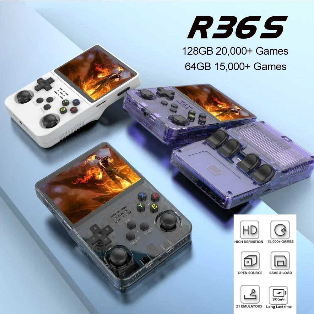 R36S Retro Handheld Game Console Linux SystemVideo Player 64GB 128GB